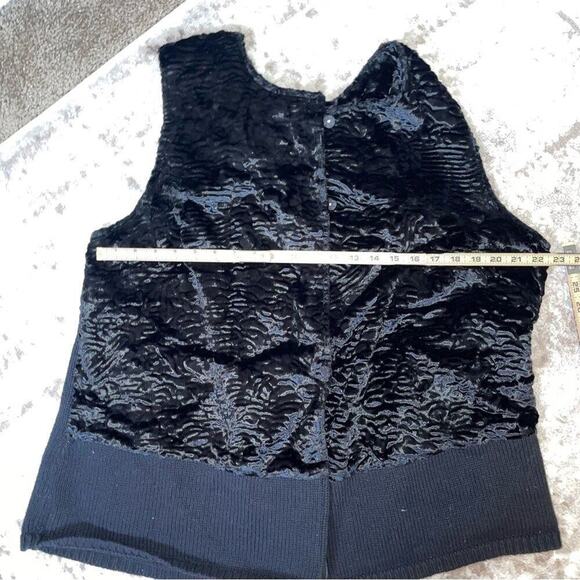 Adrianna Papell Black Faux Fur Combo Button Front Sweater Vest Plus SZ 2 fuzzy - Picture 8 of 12